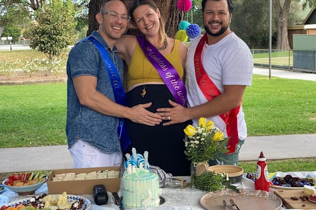 Lunaria Gaia with Joel and Dan at their baby shower.