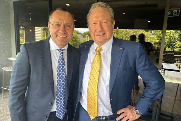 Andrew Forrest with Ukraine's Ambassador to Australia, Vasyl Myroshnychenko