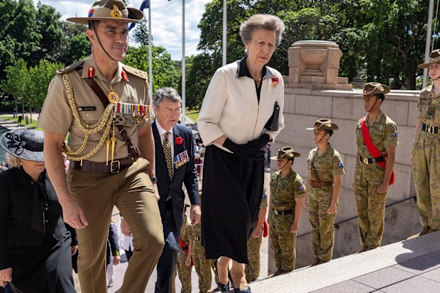 Princess Anne, the Princess Royal, at Sydney's Hyde Park at the ANZAC memorial on Sunday November 9, 2025.
