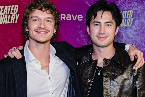 TORONTO, ONTARIO - NOVEMBER 24: Connor Storrie and Hudson Williams attend the premiere of "Heated Rivalry" at TIFF Lightbox on November 24, 2025 in Toronto, Ontario. (Photo by Harold Feng/Getty Images)