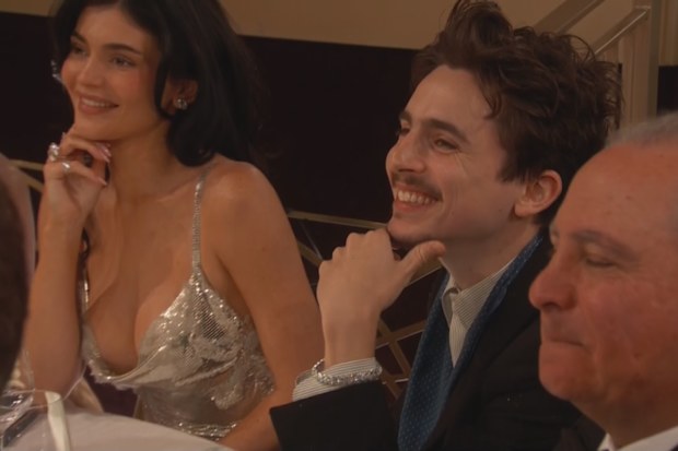 Timothee Chalamet and Kylie Jenner at the 2025 Golden Globe awards.