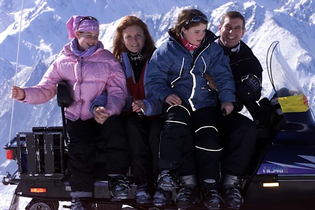 Prince Andrew and family skiing.