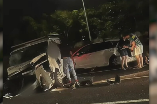 A woman died and 10 people were injured in a crash at Bald Hills.