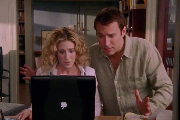 Carrie Bradshaw loses her work as her laptop crashes in an episode of Sex and the City