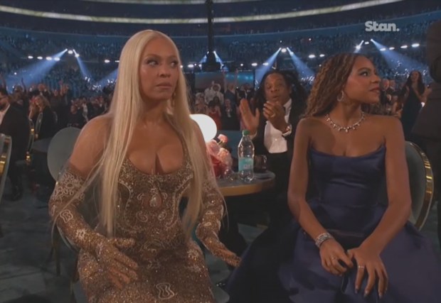 Beyonce accepts the Grammy for Best Country Album at the 2025 Grammys.