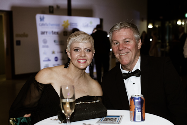 Becky Sinclair with her husband at a cancer charity ball.