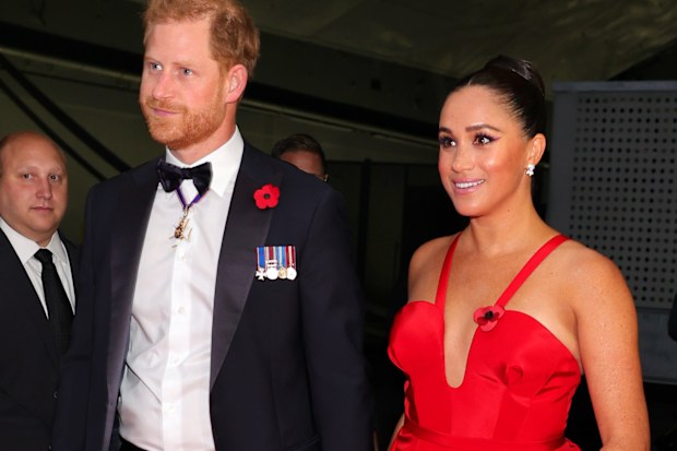 NEW YORK, NEW YORK - NOVEMBER 10: Prince Harry, Duke of Sussex, and Meghan, Duchess of Sussex attend as Intrepid Museum hosts Annual Salute To Freedom Gala on November 10, 2021 in New York City. (Photo by Theo Wargo/Getty Images for Intrepid Sea, Air, & Space Museum)