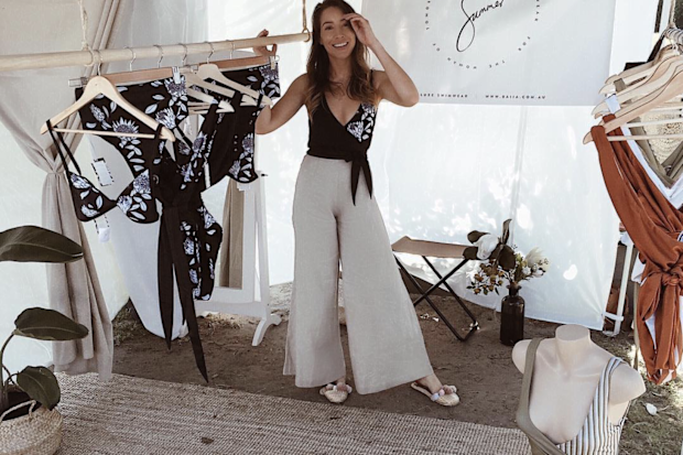 Amber Boyers selling Baiia swimsuits at local markets in 2018.
