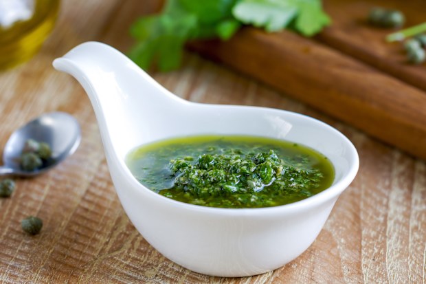 Homemade Italian Salsa verde by fresh ingredients