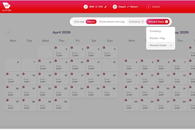 virgin australia search tool