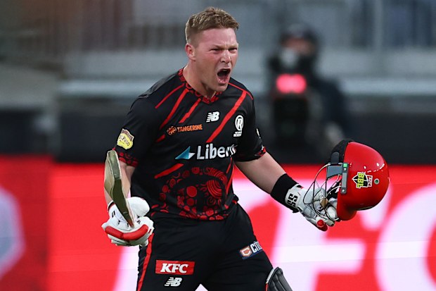 GEELONG, AUSTRALIA - DECEMBER 15: Tim Seifert of the Renegades celebrates making a century during the BBL match between Melbourne Renegades and Brisbane Heat at GMHBA Stadium, on December 15, 2025, in Geelong, Australia (Photo by Daniel Pockett/Getty Images)