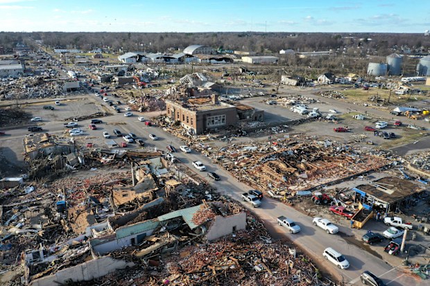 Homes and businesses are destroyed after a tornado ripped through Mayfield, Kentucky