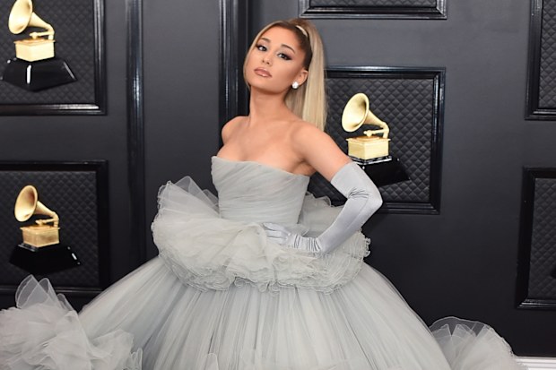 Ariana Grande arrives at the 62nd annual Grammy Awards at the Staples Center on Sunday, Jan. 26, 2020, in Los Angeles