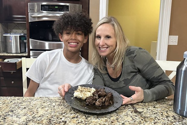 Mum Holli Dark with her son Mason before the accident.