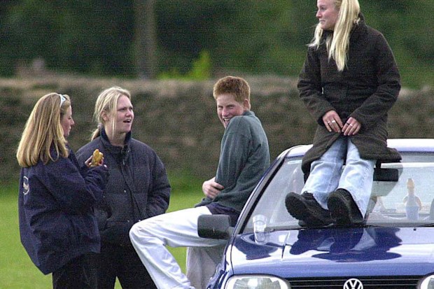 392696 01: Britain''s Prince Harry spends time with three female friends including Sasha Walpole June 9, 2001 at the Beaufort Polo Club near Tetbury in Gloucestershire, England. (Photo by UK Press/Getty Images)