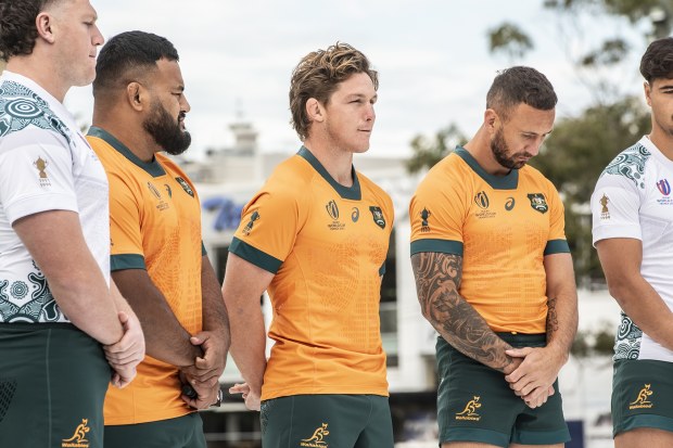 Micheal Hooper was front and centre for the launch of the 2023 Rugby World Cup Wallabies jersey.