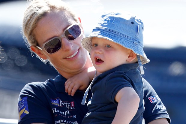 Lucas Tindall in the arms of his mum Zara Tindall at the Festival of British Eventing at Gatcombe Park on August 7, 2022.
