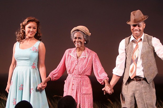 Vanessa Williams, Cicely Tyson and Cuba Gooding Jr. take the Opening Night curtain call for "The Trip To Bountiful" at The Stephen Sondheim Theatre on April 23, 2013 in New York City. 