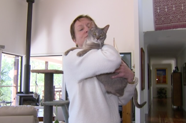 Ms Hayter was overjoyed to be reunited with her beloved cat.