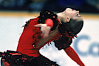 BUDAPEST, HUNGARY - FEBRUARY 12:  Figure skater Katarina Witt of East Germany performs in the 1988 World Figure Championships on February 12 1988 in Budapest, Hungary.  Katarina Witt is a Four-time World Figure Skating Champion.  (Photo by Steve Powell/Getty Images)