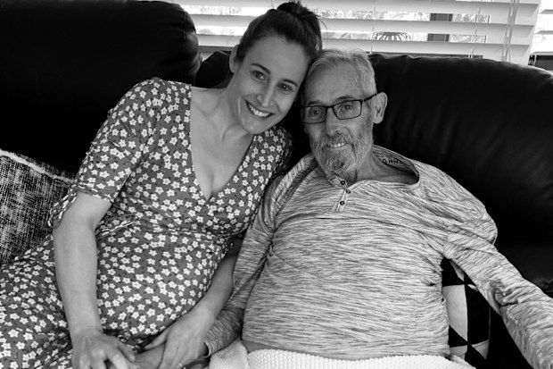 Laura Tucker with her father before he passed from cancer in 2020.