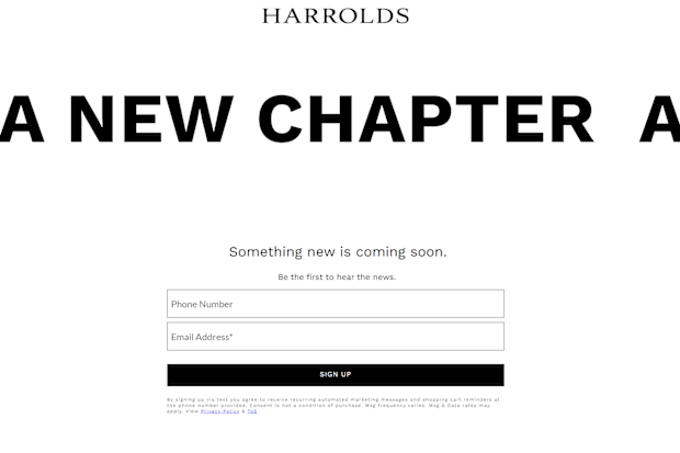 Harrolds' website after going into liquidation.