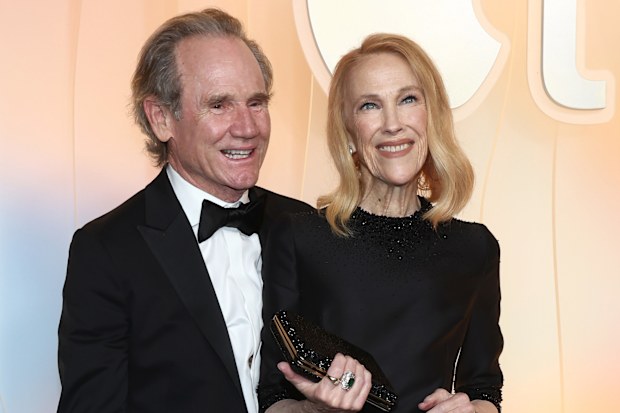 Bo Welch and Catherine O'Hara attend Apple TV+'s Primetime Emmy Party Red Carpet at Ysabel on September 14, 2025 in West Hollywood, California.