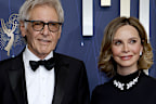 LOS ANGELES, CALIFORNIA - SEPTEMBER 14: (L-R) Harrison Ford and Calista Flockhart attend the 77th Primetime Emmy Awards at Peacock Theater on September 14, 2025 in Los Angeles, California. (Photo by Frazer Harrison/Getty Images)