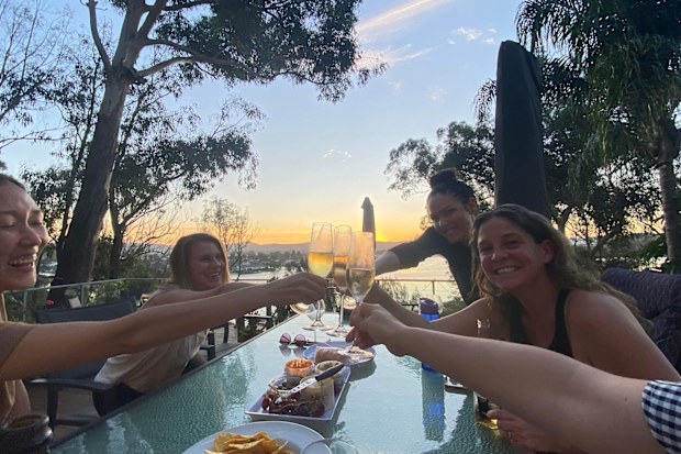 Heidi Krause with friends in Empire Bay
