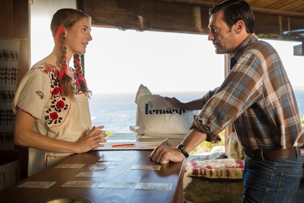 Anna Osceola as Clementime and Jon Hamm as Don Draper.