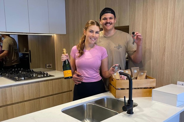 Megan Burton and partner who moved from Brisbane to the Sunshine Coast