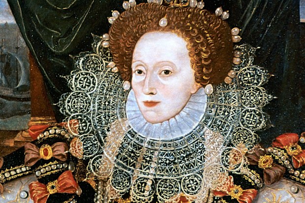 A portrait of Elizabeth I, Queen of England and Ireland from 1558 - 1603, attributed to George Gower circa 1588. In those days women depilated not only the arches of their eyebrows but their hairlines as well, in a bid to create the look of an elongated forehead which was said to be a sign of intelligence.
