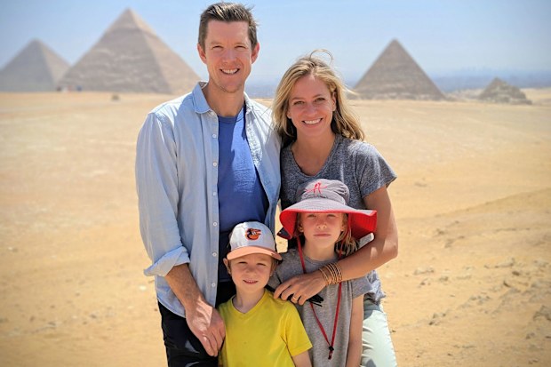 Margaret Bensfield Sullivan travelling with her husband and children