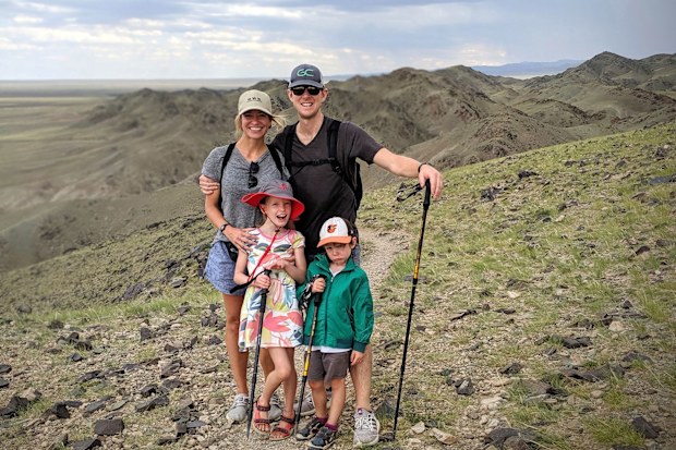 Margaret Bensfield Sullivan travelling with her husband and children