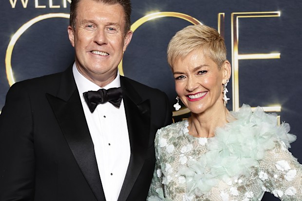 SYDNEY, AUSTRALIA - AUGUST 18: Peter Overton and Jessica Rowe attends the 64th TV WEEK Logie Awards at The Star, Sydney on August 18, 2024 in Sydney, Australia. (Photo by Sam Tabone/Getty Images)