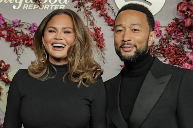 WEST HOLLYWOOD, CALIFORNIA - JANUARY 08: (L-R) Chrissy Teigen and John Legend attend The Hollywood Reporter and Spotify host Nominees Night: an official Golden Week event at The Lot at Formosa on January 08, 2026 in West Hollywood, California. (Photo by Rodin Eckenroth/FilmMagic)