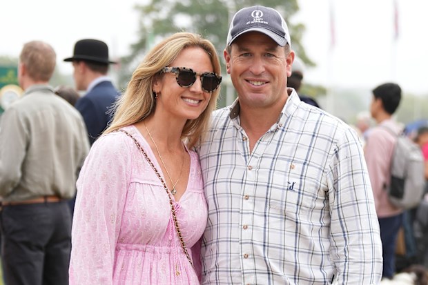STAMFORD, UNITED KINGDOM - SEPTEMBER 07: Harriet Sperling and Peter Phillips are seen at the Burghley Horse Trials at  Burghley House, Stamford, Lincolnshire on September 07, 2024 in Stamford, United Kingdom.  (Photo by Spotlight Royal/Bauer-Griffin/GC Images)