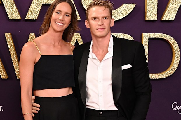 Emma McKeon and Cody Simpson at the 2025 AACTA Awards on February 7, 2025 in Gold Coast, Australia.
