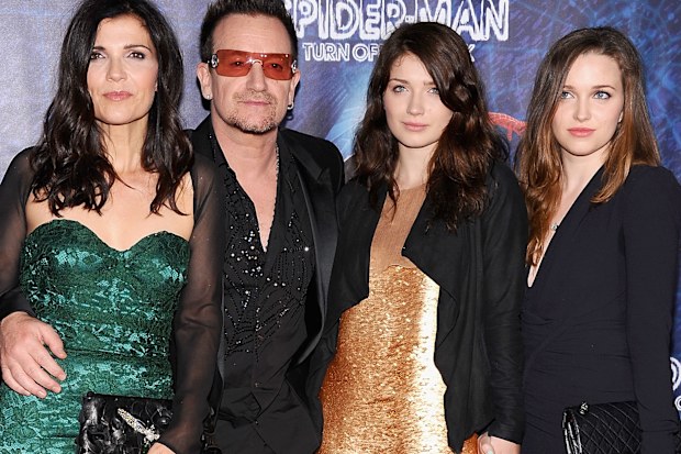 Ali Hewson, Bono of U2, Eve Hewson and Jordan Hewson attend Spider-Man Turn Off The Dark Broadway opening night at Foxwoods Theatre on June 14, 2011 in New York City.