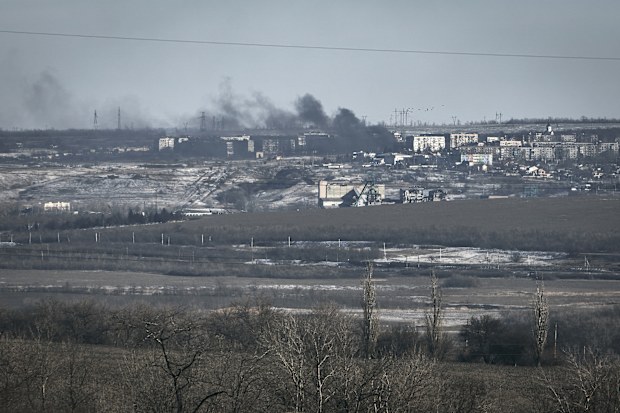 Smoke raises after shelling in Soledar, Donetsk region, Ukraine, Wednesday, Jan. 11, 2023. 