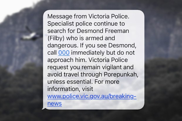 text message sent to Porepunkah residents