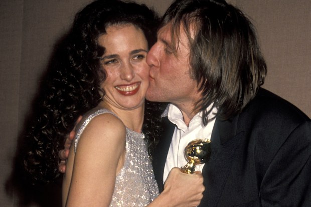 Andie MacDowell andGérard Depardieu during 48th Annual Golden Globe Awards at Beverly Hilton Hotel in Beverly Hills, California, United States. 