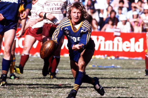 Peter Sterling in action for the Parramatta Eels in the 1982 grand final against the Manly-Warringah Sea Eagles.