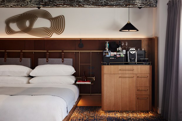 Pier One's celebration of home-grown products can be seen if you peek inside the mini bar.