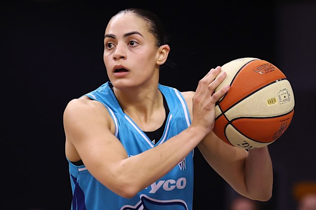 MELBOURNE, AUSTRALIA - FEBRUARY 18: Maddy Rocci of the Flyers looks to pass the ball during game two of the WNBL Semi Final series between Southside Flyers and Townsville Fire at State Basketball Centre on February 18, 2026 in Melbourne, Australia. (Photo by Daniel Pockett/Getty Images)