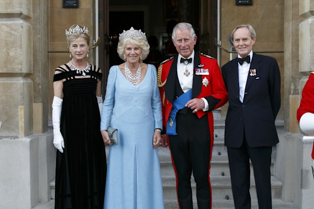 Prince Charles, Prince of Wales and Camilla, Duchess Of Cornwall are greeted by The Duke and Duchess of Wellington ahead of The Duke of Wellington's Waterloo banquet at Apsley House on June 18, 2015 in London, England. 