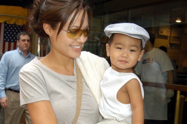Angelina Jolie with baby Maddox in May 2003.