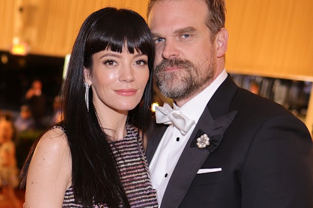 NEW YORK, NEW YORK - MAY 02: (Exclusive Coverage) (L-R) Lily Allen and David Harbour depart The 2022 Met Gala Celebrating "In America: An Anthology of Fashion" at The Metropolitan Museum of Art on May 02, 2022 in New York City. (Photo by Matt Winkelmeyer/MG22/Getty Images for The Met Museum/Vogue )
