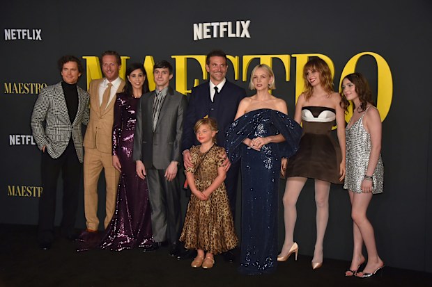 Bradley Cooper and his daughter Lea De Seine with the cast of "Maestro" at a special screening of on Tuesday, December 12, 2023, at the Academy Museum of Motion Pictures in Los Angeles.