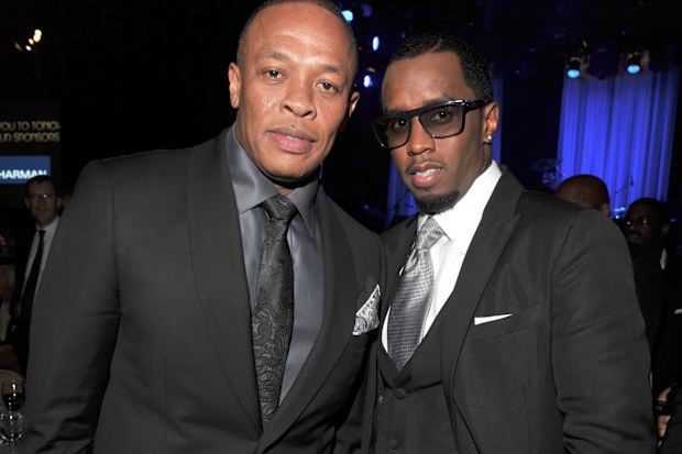 Dr. Dre and Sean 'Diddy' Combs attend Clive Davis and The Recording Academy's 2012 Pre-GRAMMY Gala and Salute to Industry Icons Honoring Richard Branson at The Beverly Hilton hotel on February 11, 2012 in Beverly Hills, California.